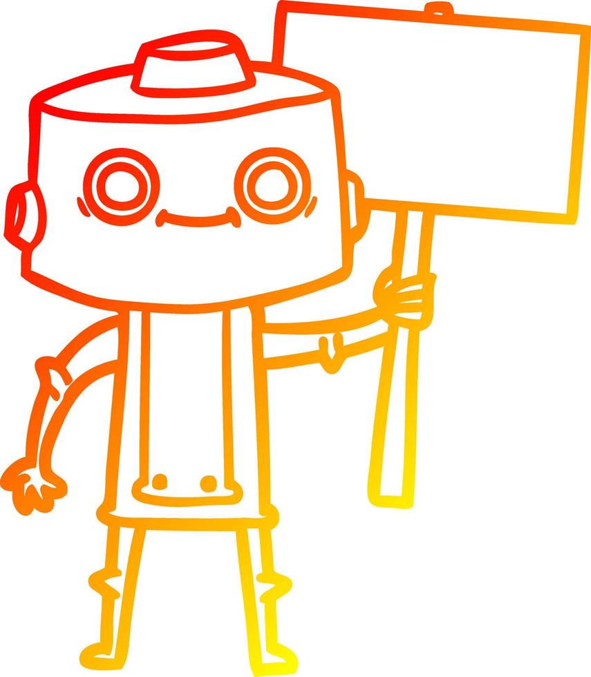 warme gradiënt lijntekening cartoon robot vector