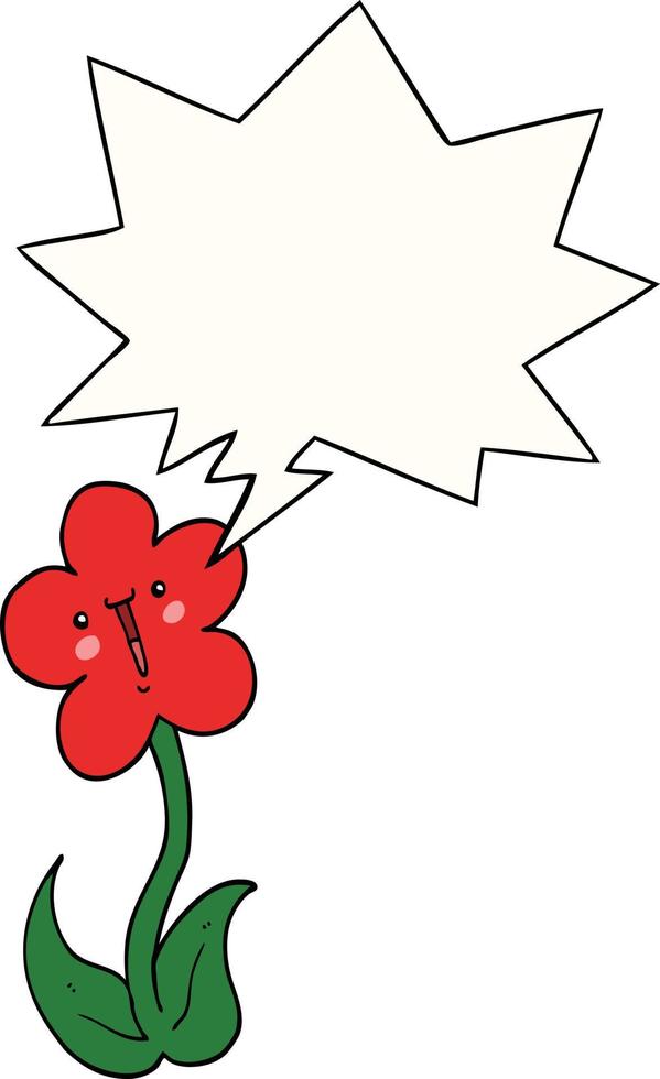 cartoon bloem en tekstballon vector