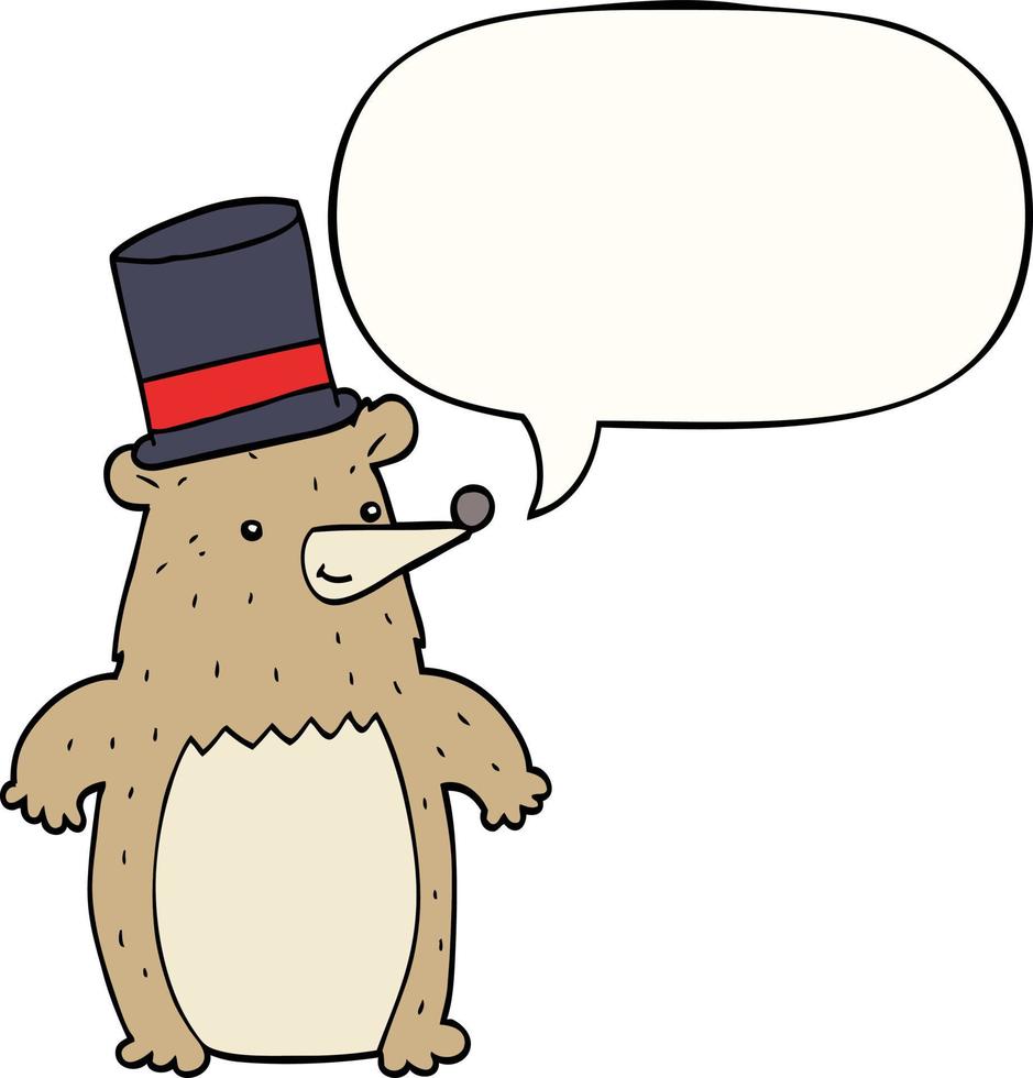 cartoon beer in hoge hoed en tekstballon vector
