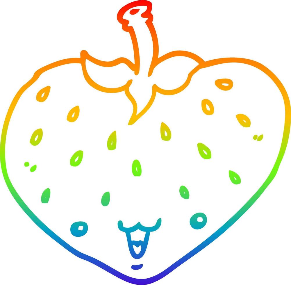 regenbooggradiënt lijntekening cartoon aardbei vector