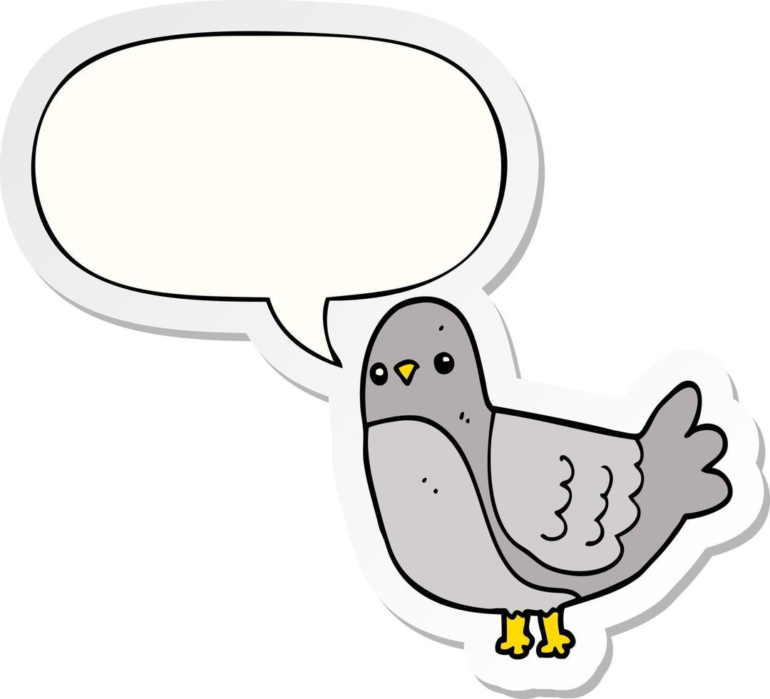 cartoon vogel en tekstballon sticker vector