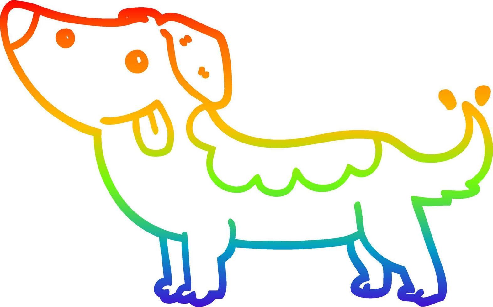 regenbooggradiënt lijntekening cartoon hond vector