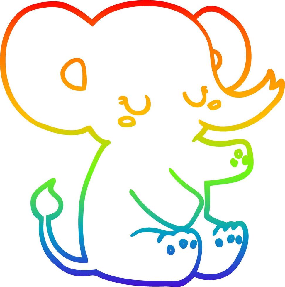 regenbooggradiënt lijntekening cartoon olifant vector