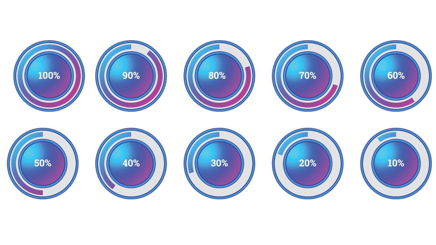 percentage infographics vectorillustratie in de vorm van een kleurrijke gradiëntcirkel vector