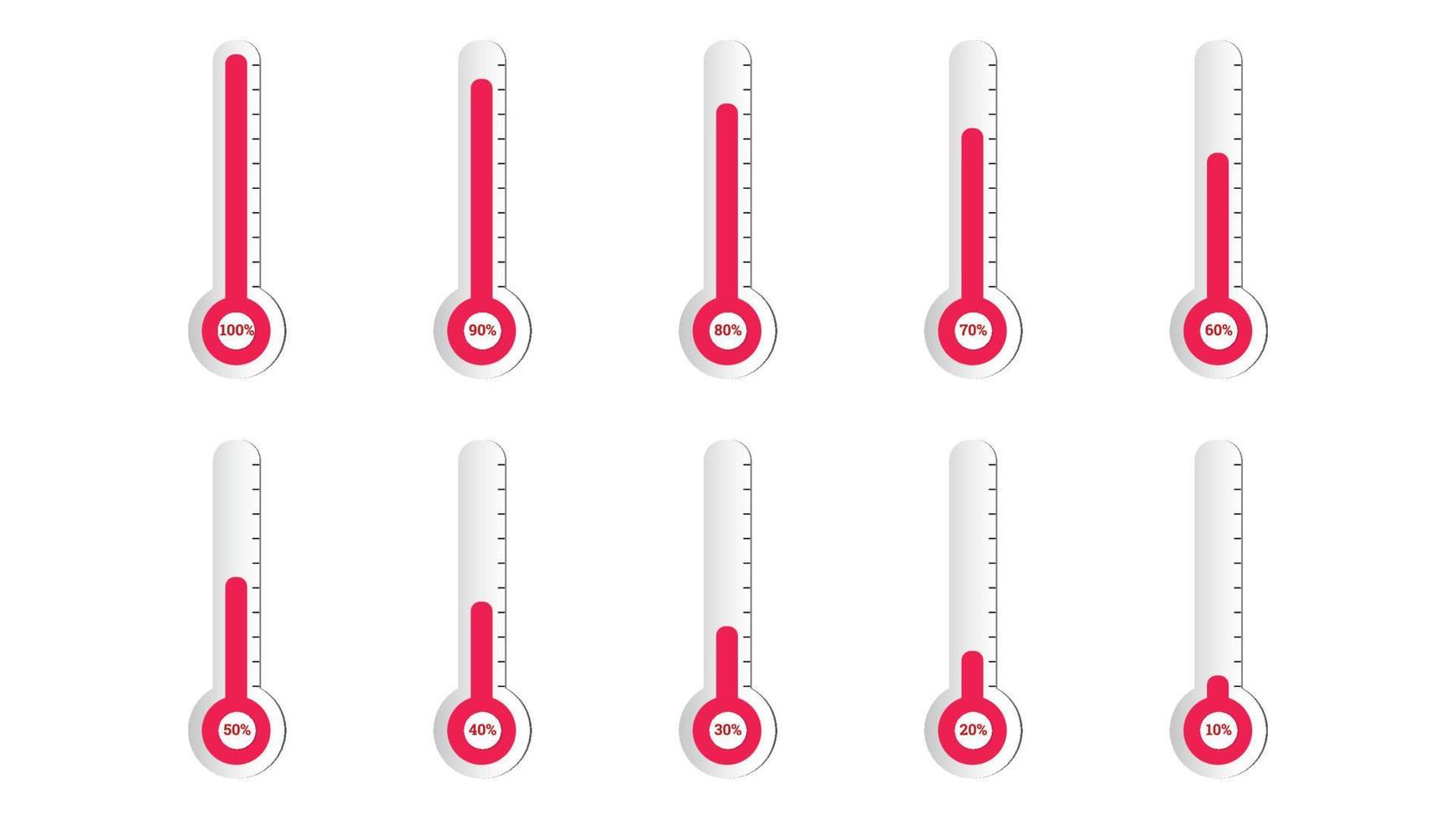 percentage infographics vectorillustratie in de vorm van een thermometer. vector