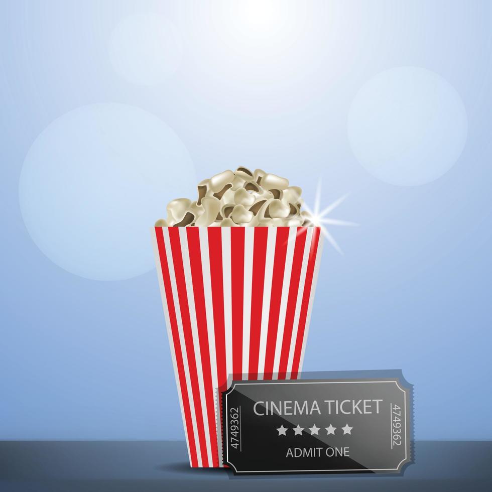 bioscoopkaartje popcorn concept achtergrond, realistische stijl vector