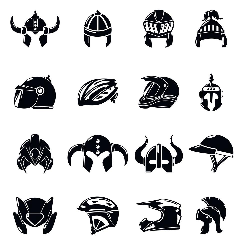 helm iconen set, eenvoudige stijl vector