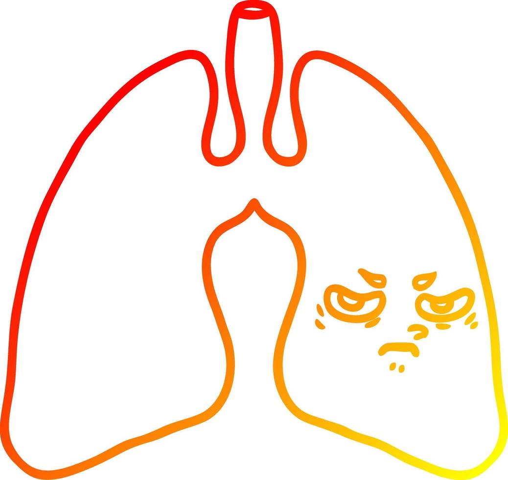 warme gradiënt lijntekening cartoon longen vector