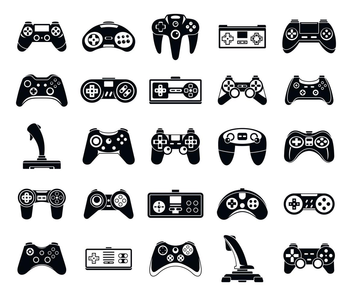 joystick spel iconen set, eenvoudige stijl vector