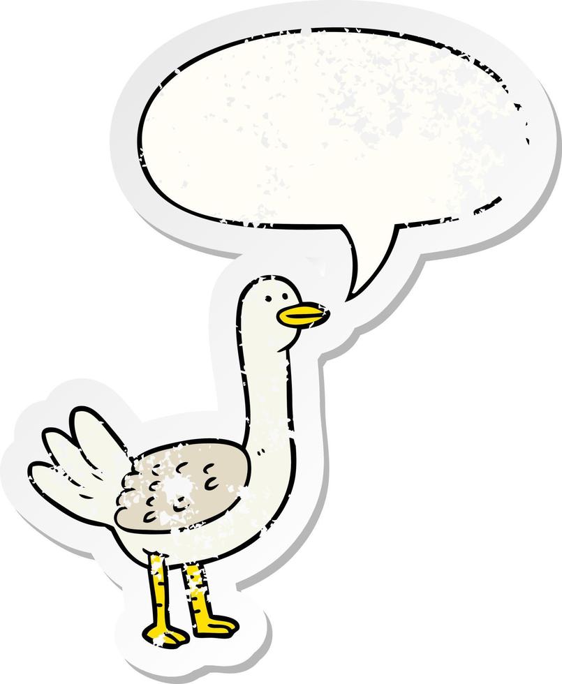 cartoon vogel en tekstballon noodlijdende sticker vector