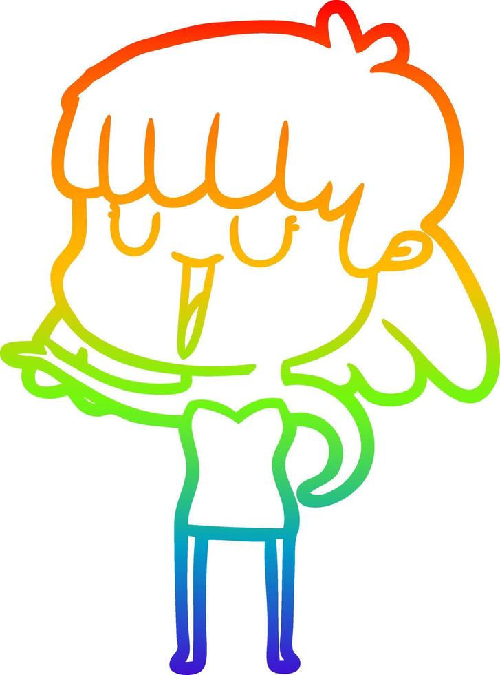 regenbooggradiënt lijntekening cartoon vrouw vector