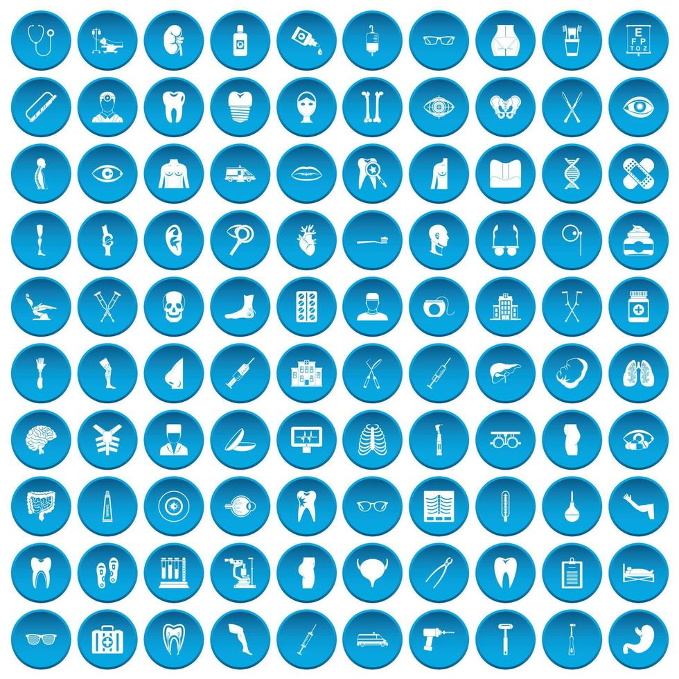 100 geneeskunde iconen set blauw vector