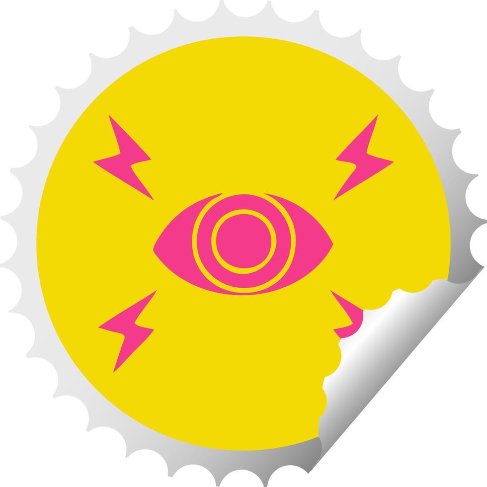 circulaire peeling sticker cartoon mystic eye vector