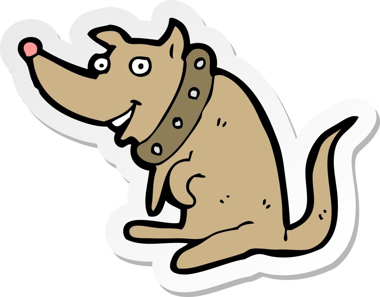 sticker van een cartoon gelukkige hond in grote kraag vector