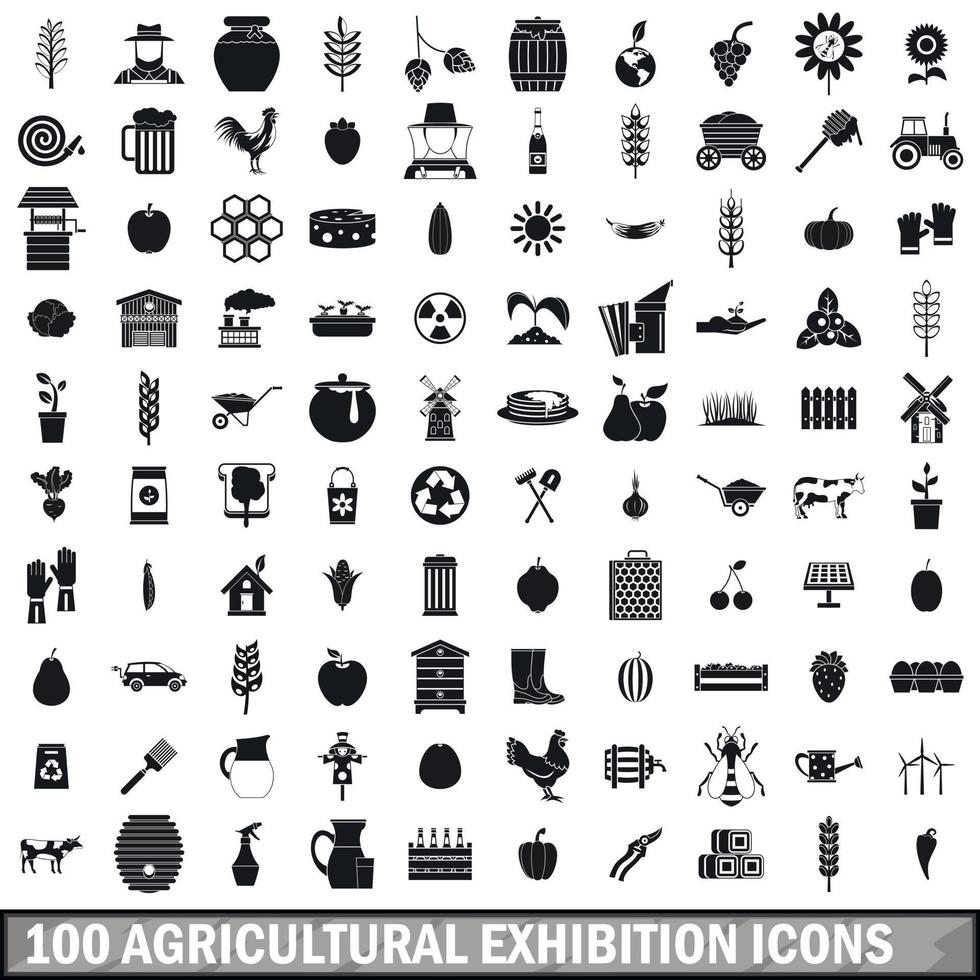 100 pictogrammen voor landbouwtentoonstellingen vector