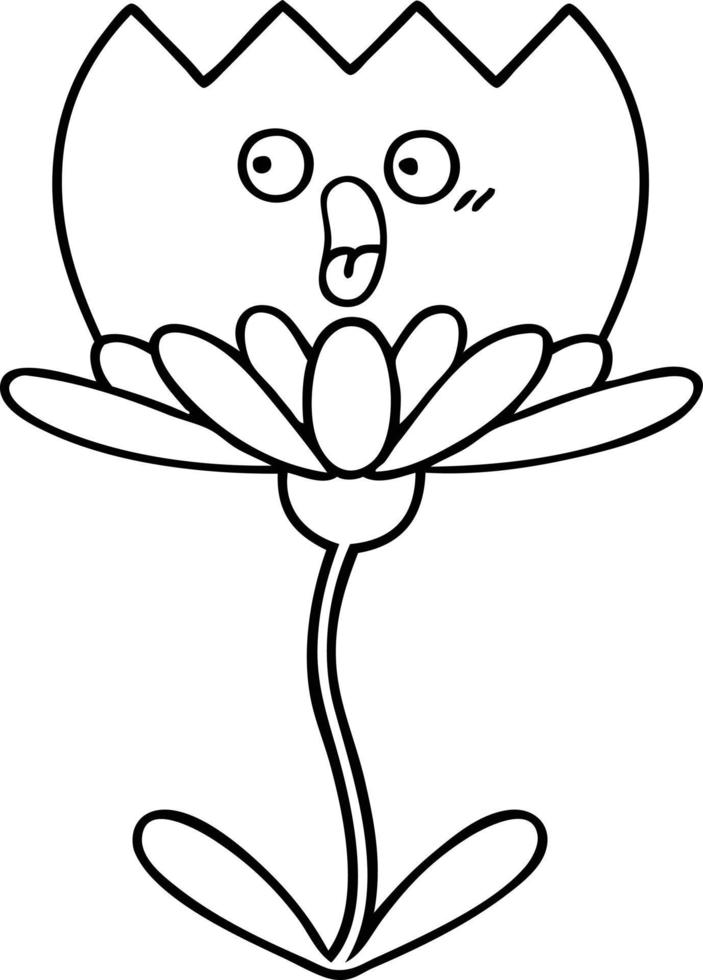 lijntekening cartoon bloem vector