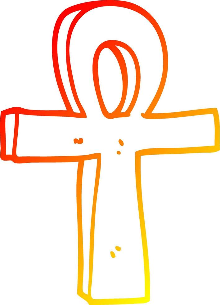 warme gradiënt lijntekening cartoon ankh symbool vector