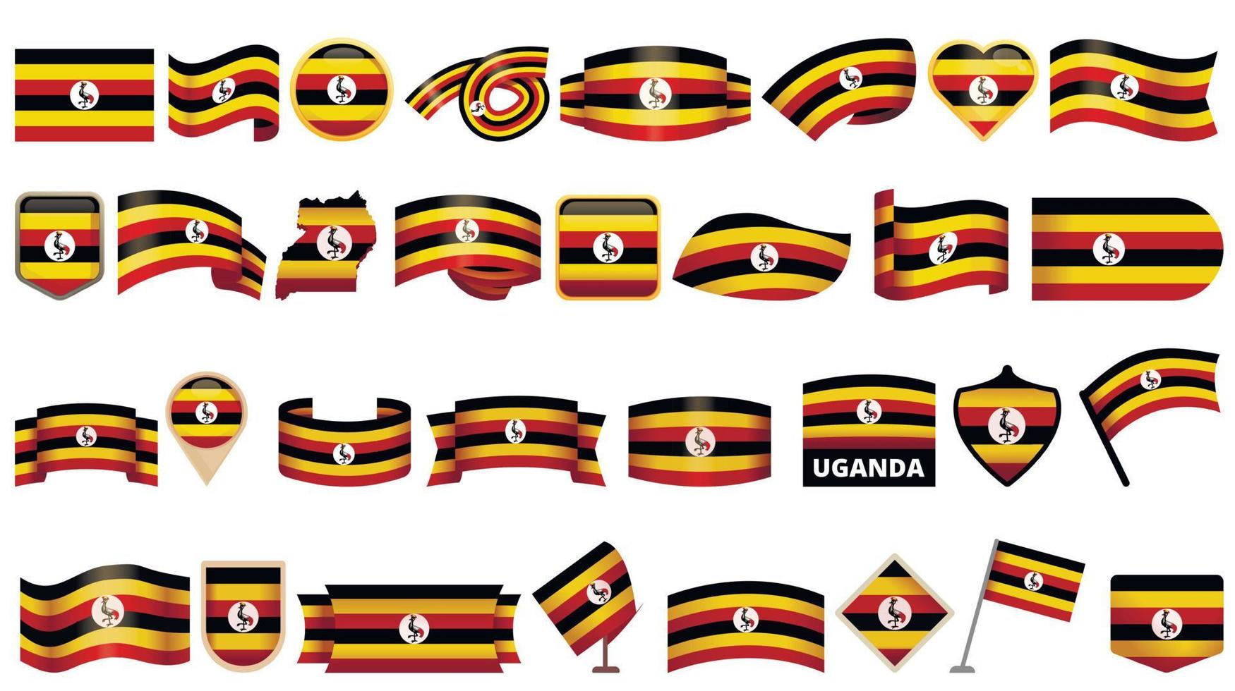 Oeganda pictogrammen instellen cartoon vector. vlag kampala vector