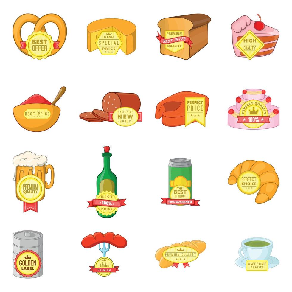 beste product iconen set, cartoon stijl vector