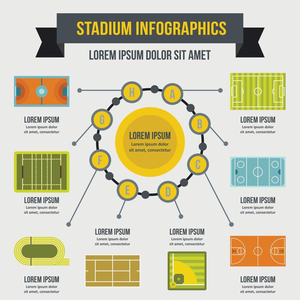 stadion infographic concept, vlakke stijl vector