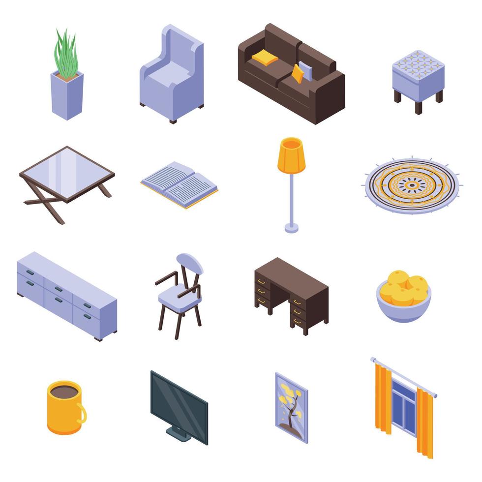 gezellige huis iconen set, isometrische stijl vector