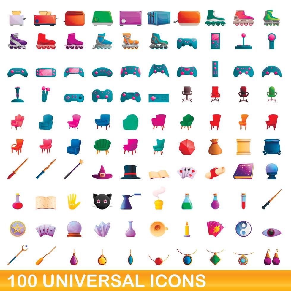 100 universele iconen set, cartoon stijl vector