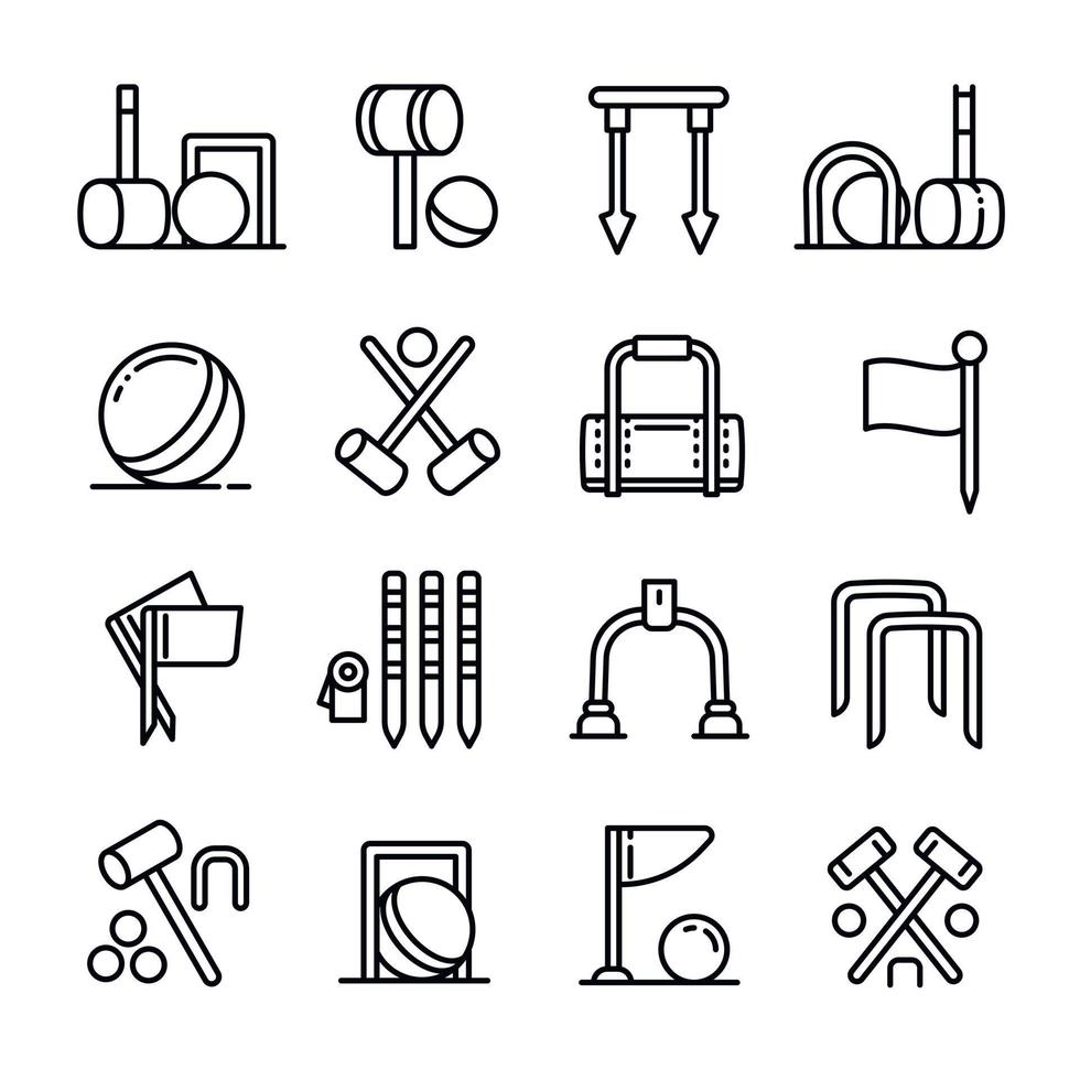 kroket iconen set, Kaderstijl vector