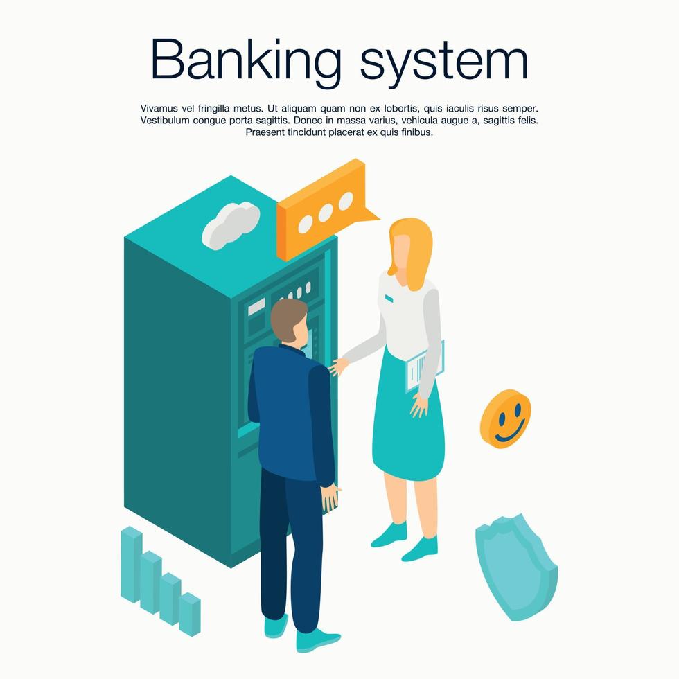 bancaire systeemconcept banner, isometrische stijl vector