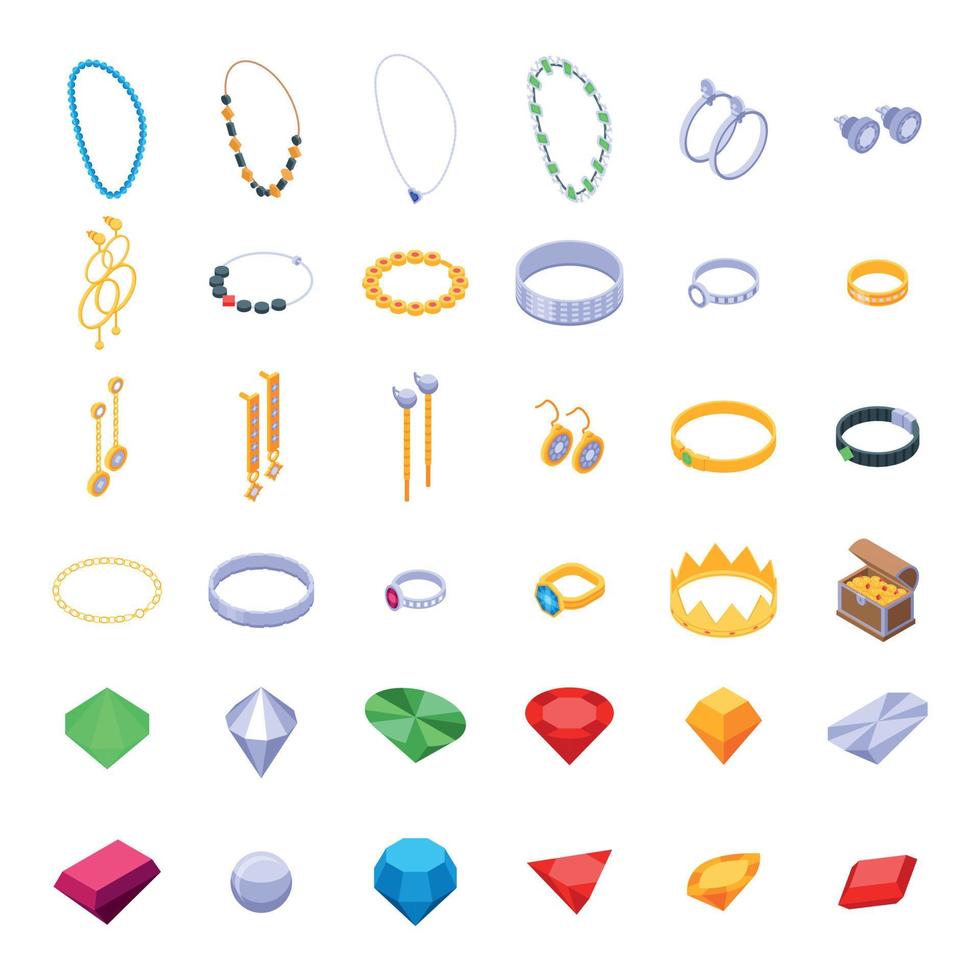 juwelier iconen set, isometrische stijl vector