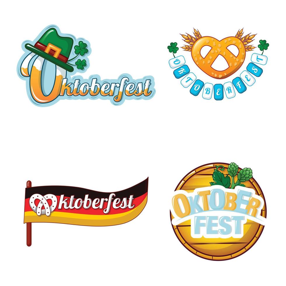 Oktoberfest bier logo icon set, cartoon stijl vector