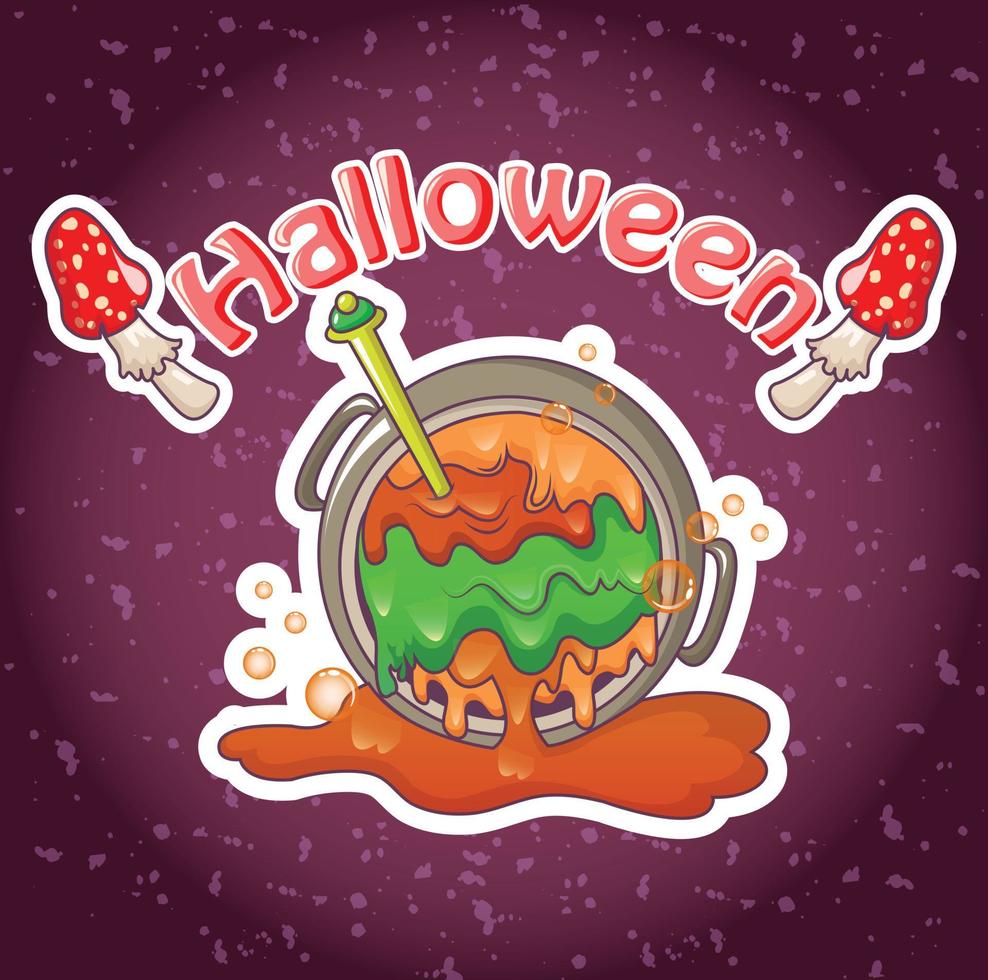 halloween ketel concept achtergrond, cartoon stijl vector