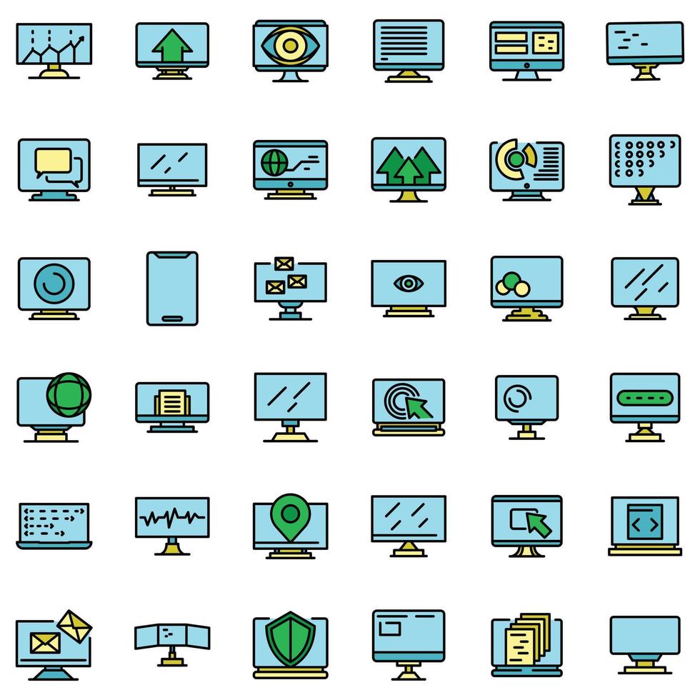 monitor pictogrammen instellen vector plat