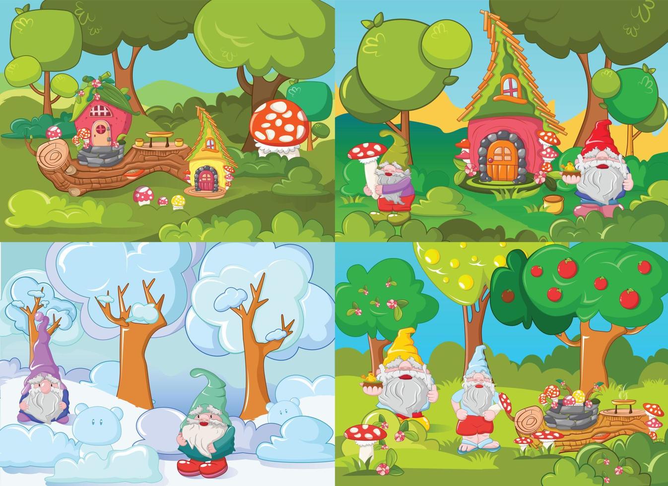 kabouter tuin banner concept set, cartoon stijl vector