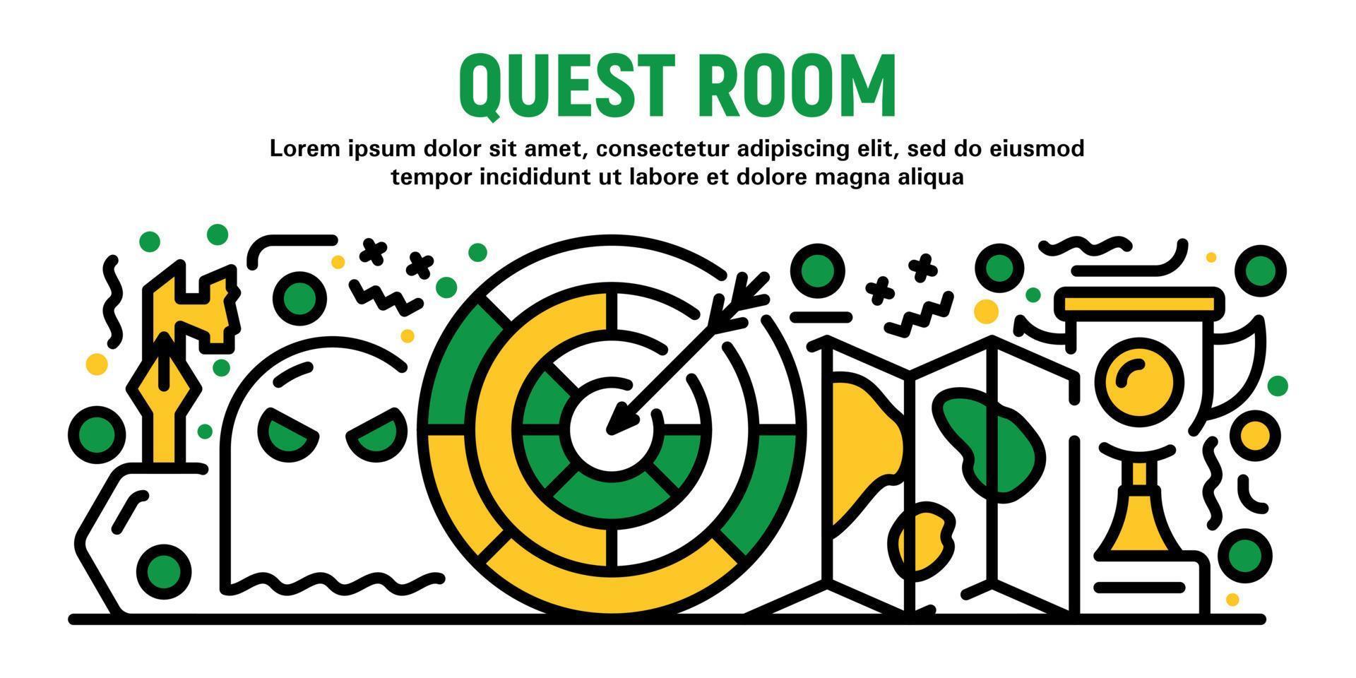 quest room banner, outline stijl vector