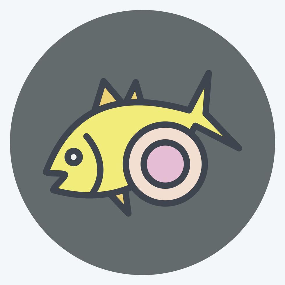 icoon gebakken vis. geschikt voor zeevruchten symbool. kleur partner stijl. eenvoudig ontwerp bewerkbaar. ontwerp sjabloon vector. eenvoudige illustratie vector