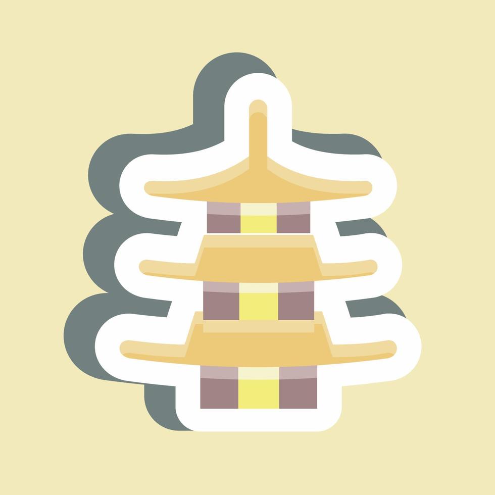sticker pagode. geschikt voor Japans symbool. eenvoudig ontwerp bewerkbaar. ontwerp sjabloon vector. eenvoudige illustratie vector