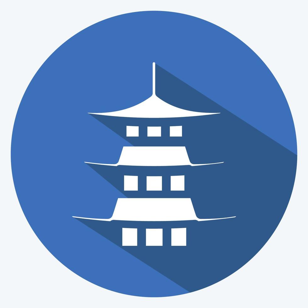 pictogram pagode. geschikt voor Japans symbool. lange schaduwstijl. eenvoudig ontwerp bewerkbaar. ontwerp sjabloon vector. eenvoudige illustratie vector