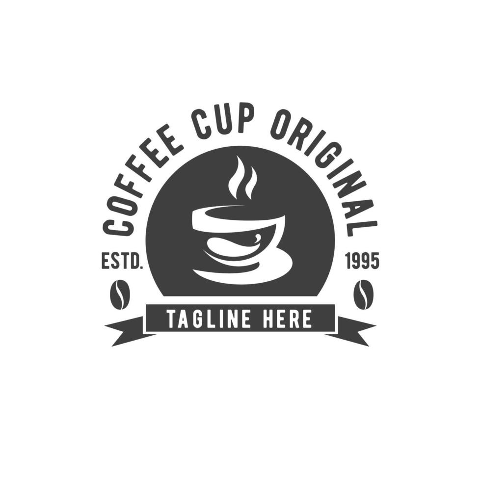 klassieke logo originele koffiekopje badge vector