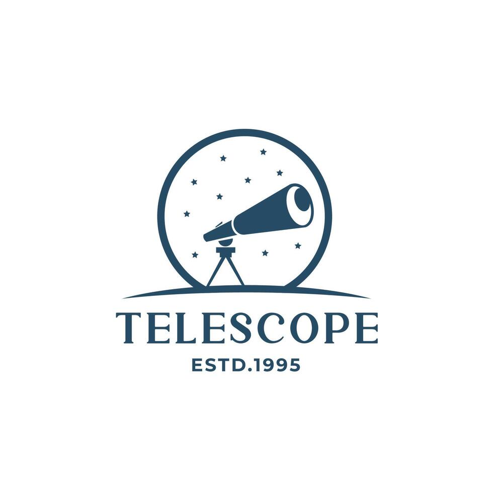 telescoop landschapslogo modern met sterren vector