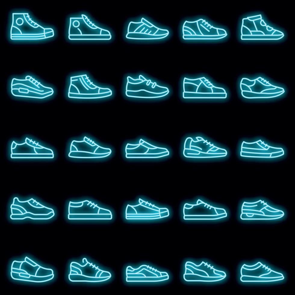 sneakers pictogrammen instellen vector neon