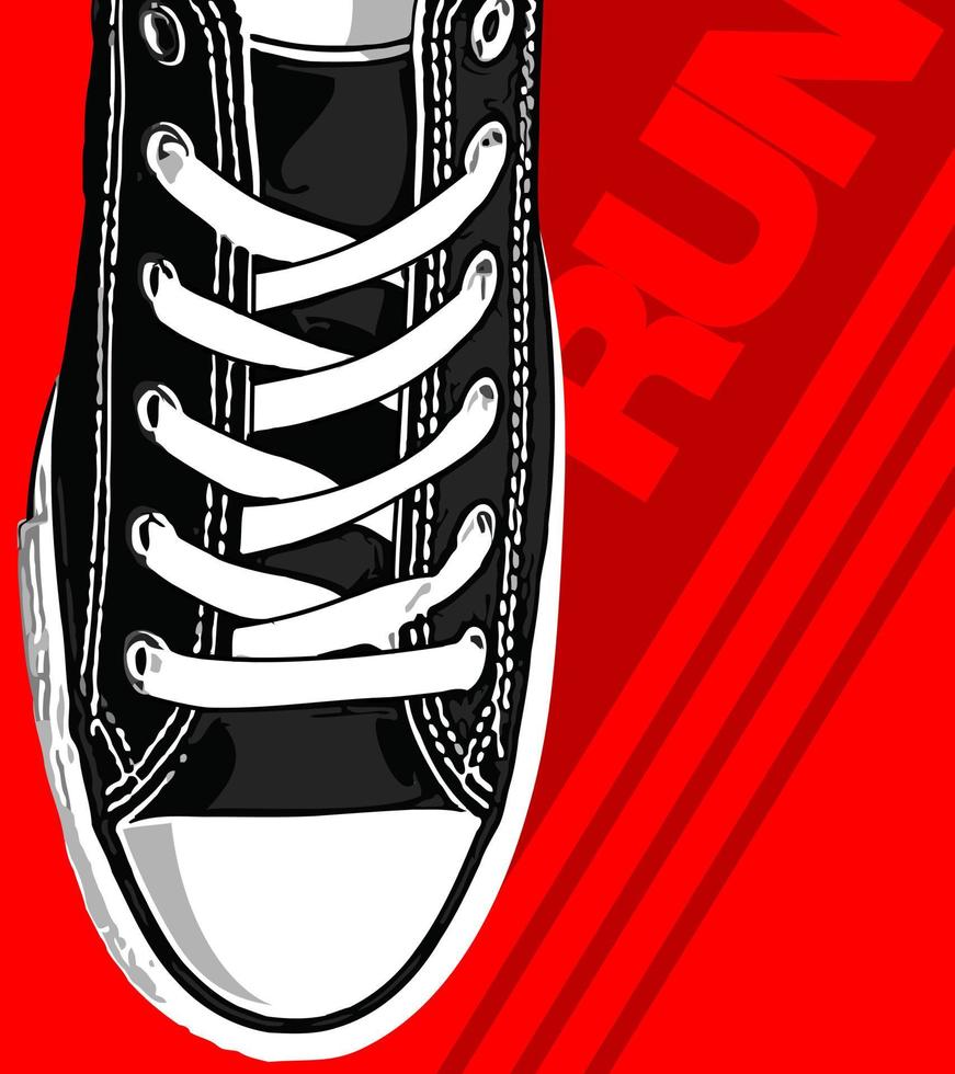 zwarte schoenen op een rode achtergrond vector