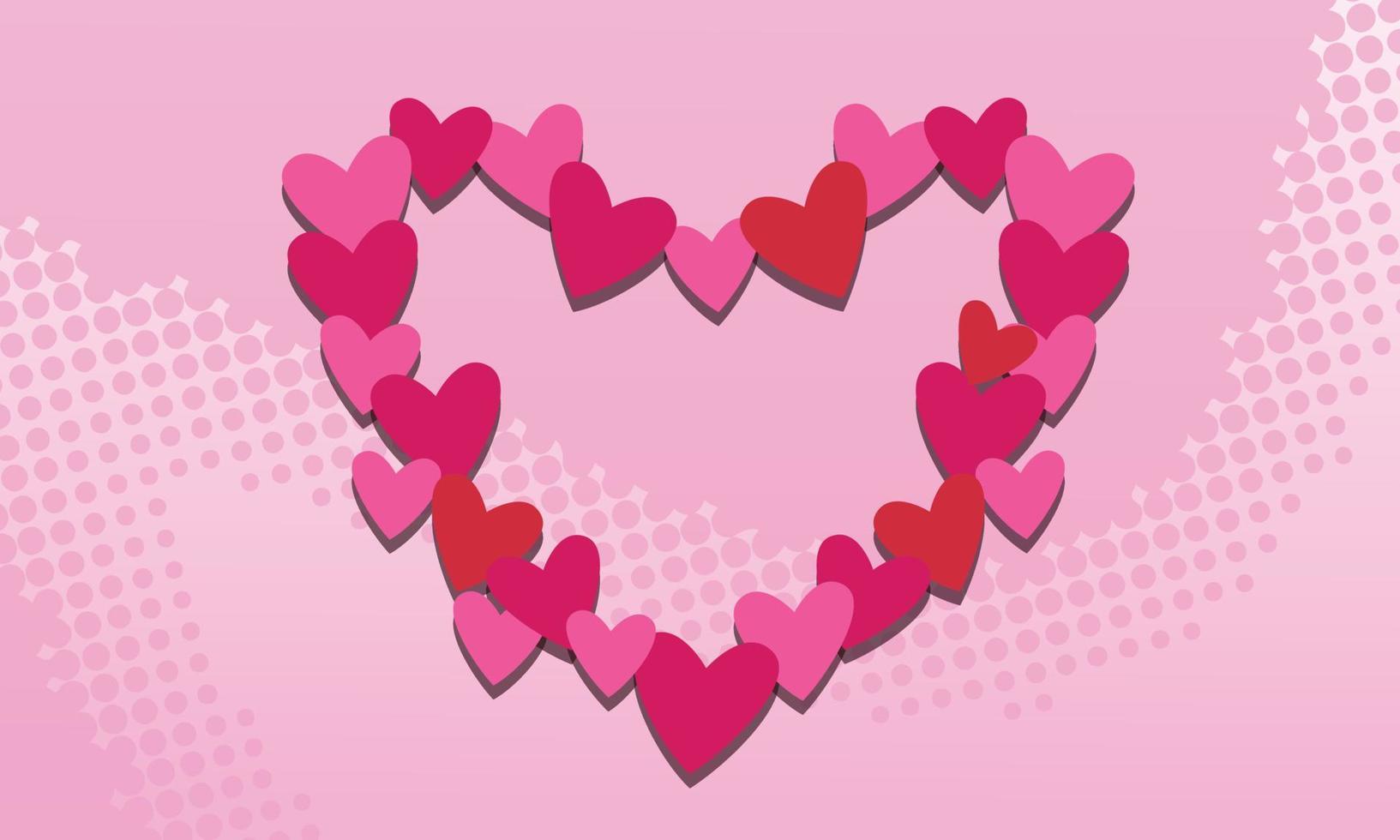 romantische achtergrond met hartjes, Valentijnsdag vector