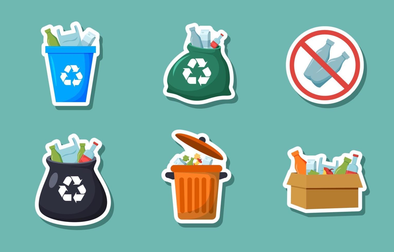 recycling thuis stickerset collectie vector