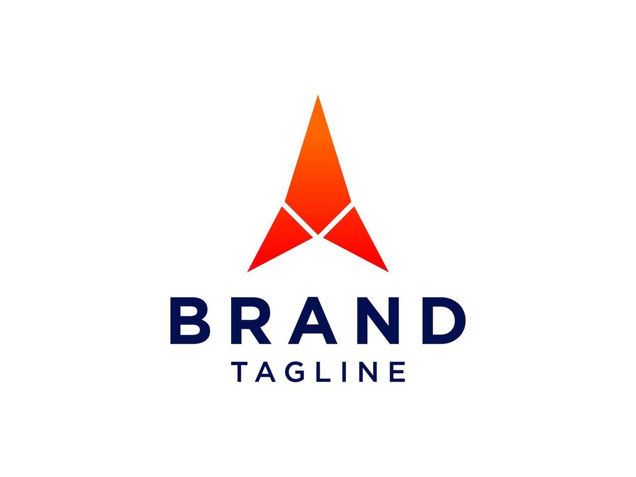 raket-logo. oranje geometrische pijl-omhoog of origami-pictogramstijl geïsoleerd op een witte achtergrond. bruikbaar voor bedrijfs- en technologielogo's. platte vector logo-ontwerpsjabloon sjabloon.