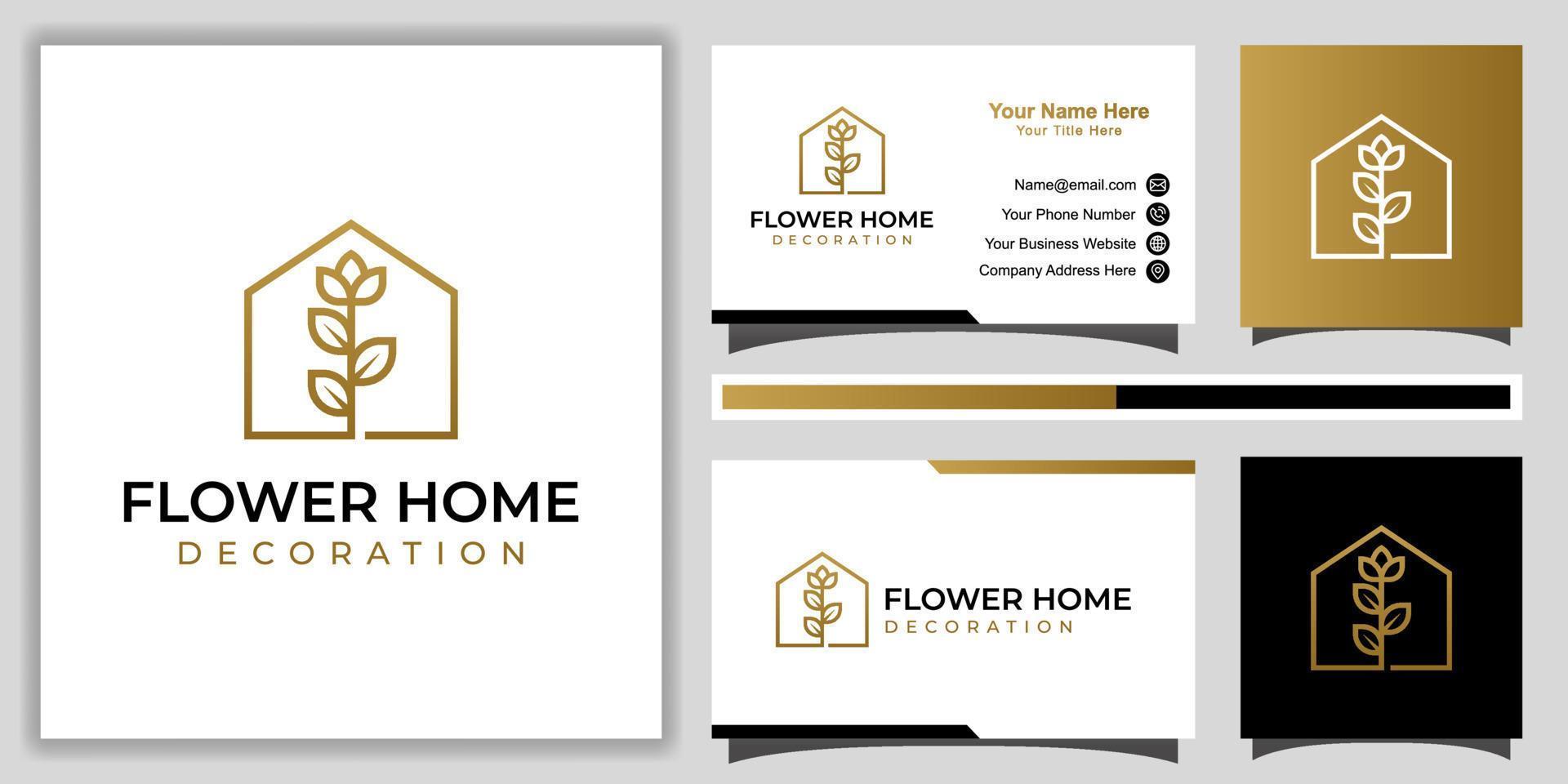 luxe en elegante bloem roos eenvoudige lijn met huisje voor huisdecoratie, boerderij logo vector