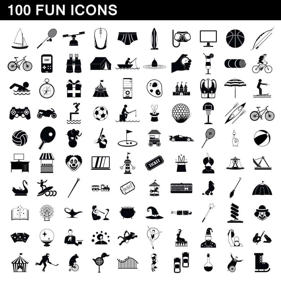 100 leuke iconen set, eenvoudige stijl vector