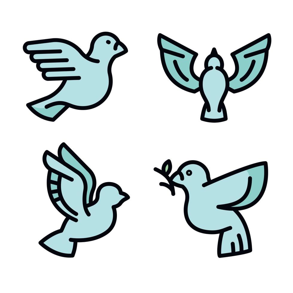 duif iconen set, Kaderstijl vector