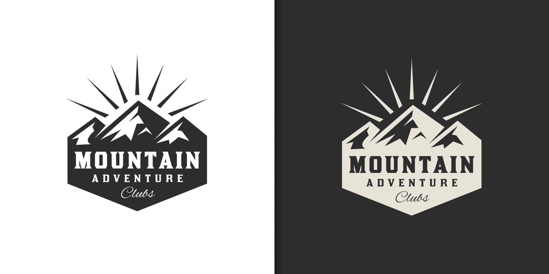 vintage berg avontuur club logo's en camping resort buiten retro vector embleem logo ontwerp