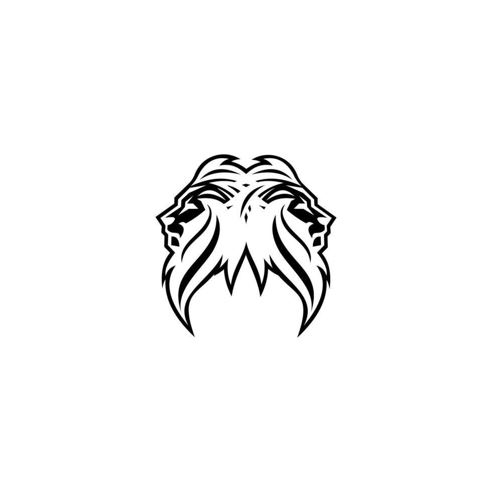 illustratie van het logo van het hoofd van een zwart-witte leeuw, koning der leeuwen, een wild dier, met een witte achtergrond vector