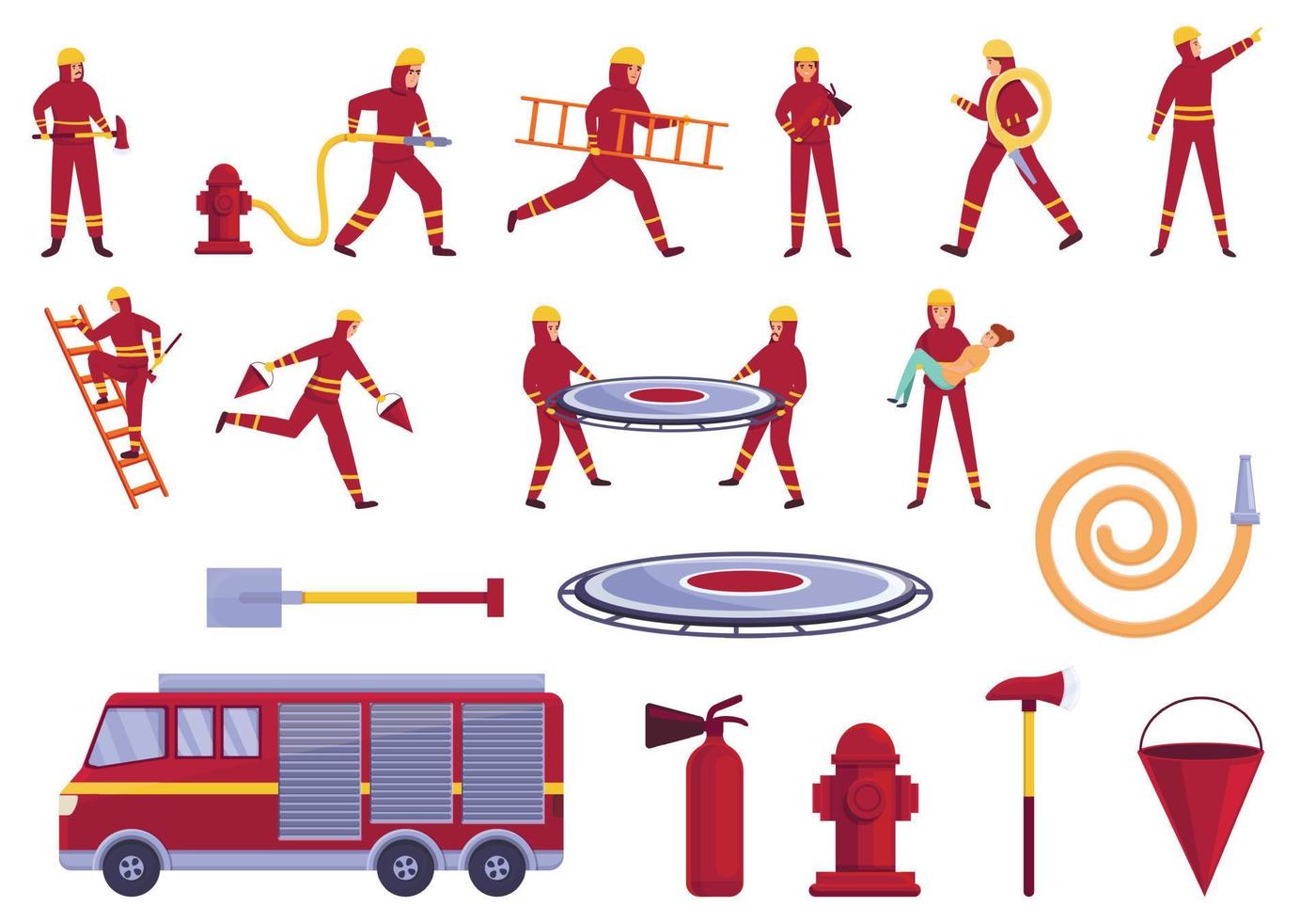 redder iconen set, cartoon stijl vector